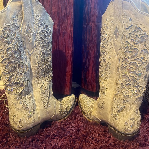 White western corral boots with glitter inlay, women’s size 6 - Picture 3 of 5